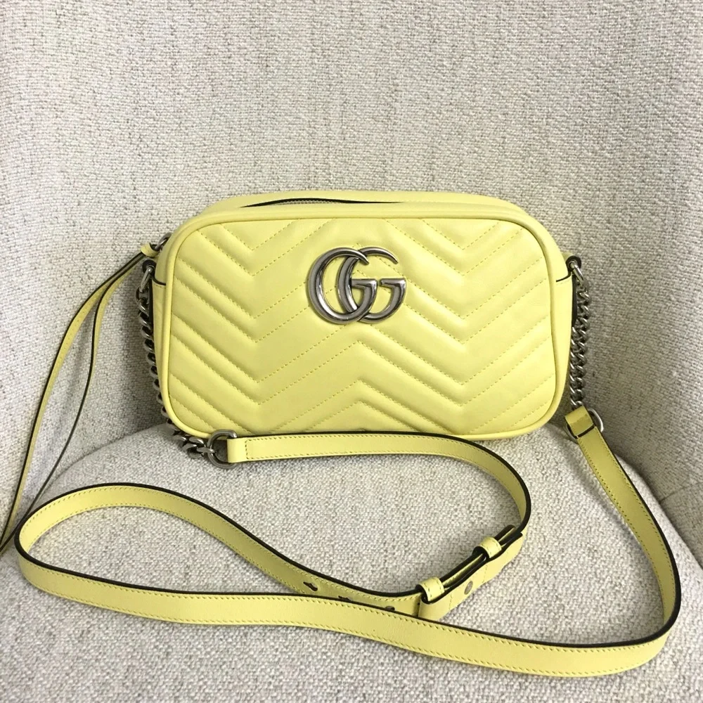 Authentic Gucci Marmont crossbody bag yellow leather - Picture 3 of 13